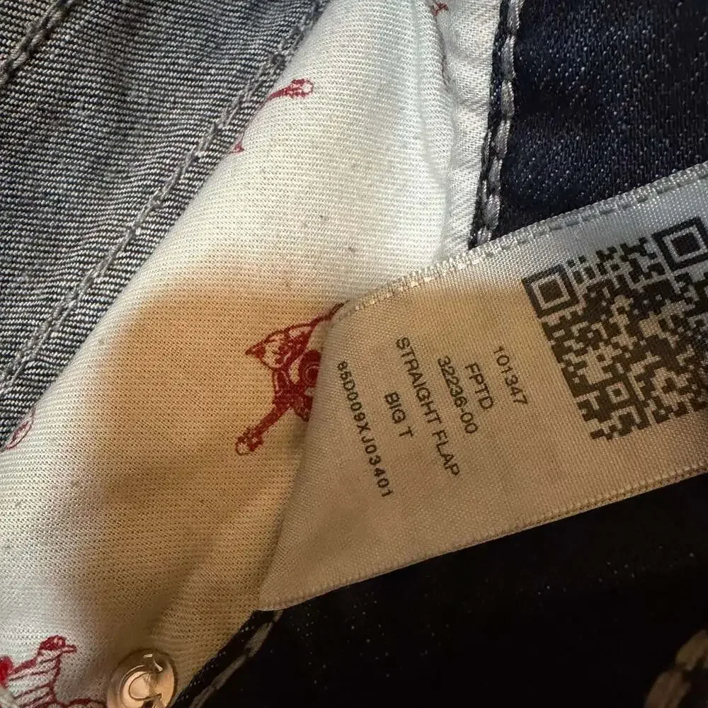 Y2K True Religion Flap Pocket Red Contrast Stitching Vintage Jeans 36x34
